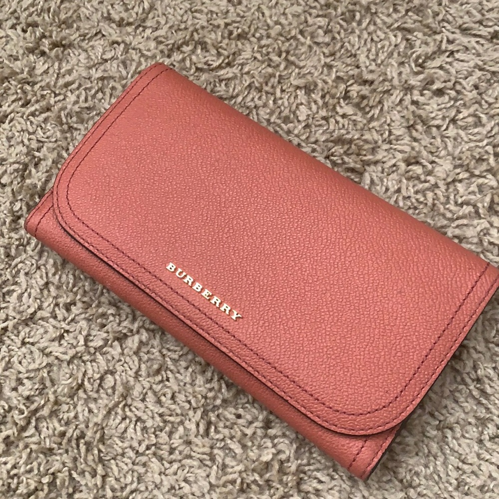 Burberry Pink Leather Long Wallet